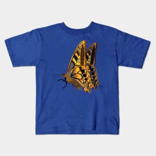 Spirograph Collage yellow and brown butterfly Kids T-Shirt